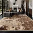 8x10 Rugs for Living Room - Modern Abstract Washable Rug, Ultra Soft Non Slip Low Pile Large Rugs, Floor Carpet for Bedroom Dining Room Office Laundry Nursery Home(A-Brown)