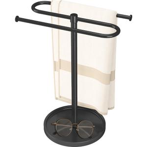 Towel Holder Stand, Stainless Steel Hand Towel Holder Rack for Bathroom Countertop, S-Shape Free Standing Towel Bar Holds 2 Towels for Kitchen Countertop, Black (14 inch)