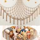 Stuffed Animal Storage Hammock or Net Corner - Large Toy Hammock Net for Stuffed Animals Room Decor - Cute Stuff Animal Organizer Plush Holder - Kids Baby Nursery Essentials Wall Bedroom Home Decor (XL Large(51L"*51H"*65"W), Flaxen)