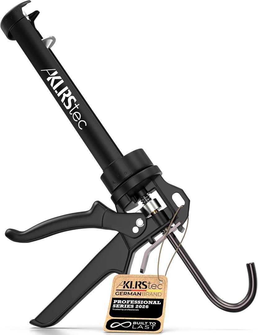 KLRStec Professional Caulking Gun [25:1 Thrust Ratio] Heavy Duty Caulk Gun for All Standard 10oz / 300ml / 1/10 Gallon Sealant and Adhesive Cartridges