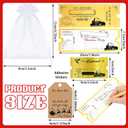 Gisafai 100 Sets Polar Stickers Golden Tickets Bulk Polar Christmas Decorations Believe Bell Santa Sleigh Bell Invitations Xmas Gifts Train Party Supplies Favors Stuffers Organza Bags Tags (White)