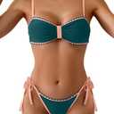 B2prity Bikini Sets for Women Sexy Two Piece Bathing Suit Color Block Swimsuit Sweetheart Neckline Swimwear, XS