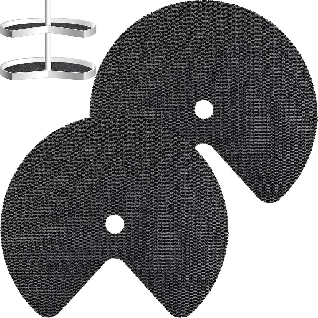 Frienda 2 Pcs Lazy Susan Shelf Liners - Non Adhesive, Non Slip Kitchen Cabinet Liners for Refrigerator, Pantry, Sink & Cupboard Storage(26 Inch,Black)
