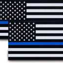 2pcs Reflective US Flag Stickers, Thin Blue Line American Flag Decal Car Laptop Bumer Sticker 5"x3" Vinyl, Support USA Police and Law Enforcement Officers