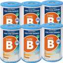 Type B Pool Filter Replacement Cartridges for Jacuzzi, Whirlpool, Hot Tub, Swimming Pool, Spa, Compatible with INTEX 2500 GPH Filter Pump-6 Pack