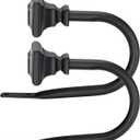 Black Square Finials Curtain Holdbacks - Set of 2 Decorative Rods, Drapery Holdbacks for Wall