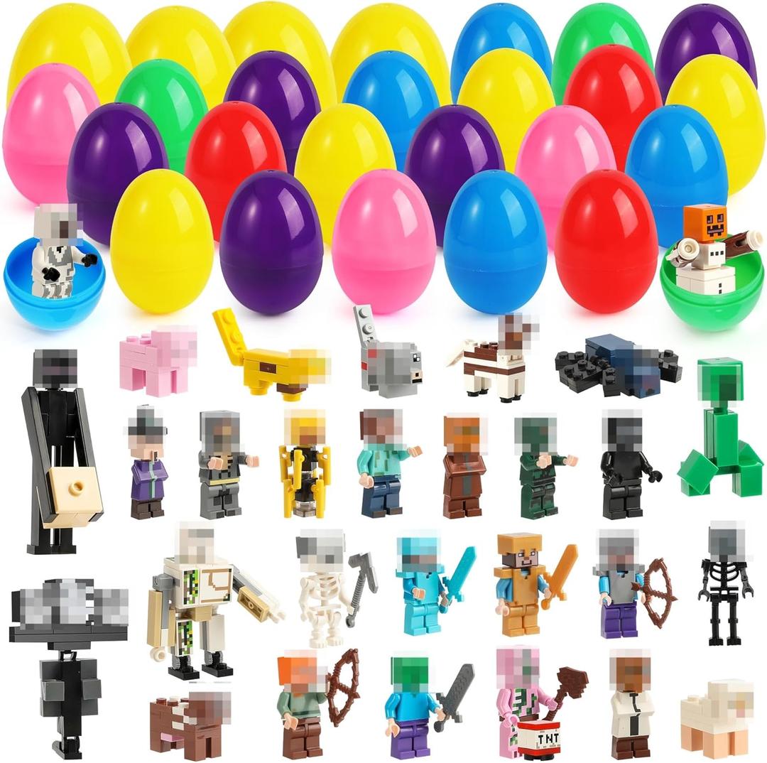 Prefilled Easter Eggs with Toys  29Pack Colorful Plastic Easter Eggs Filled with Fun Mini Toys for Kids, Easter Egg Hunt Supplies, Party Favors, Classroom Prizes, Easter Basket Stuffers