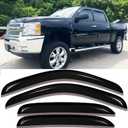 94515 Side Window Visor Rain Guards for 07-14 Chevy Silverado 1500 & GMC Sierra 1500 2500HD 3500HD Crew Cab/Avalanche/Suburban/Yukon XL Wind Deflectors Windnow Shade Vent Sun Visors 4PCS