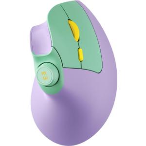 seenda Ergonomic Mouse Wireless, MOU-302 Bluetooth Vertical Mouse Rechargeable, Volume Knob, Quiet Mice with 1000/1600/2400 DPI, 3 Multi-Device Connectivity for Computer/PC/Laptop/Mac, Purple