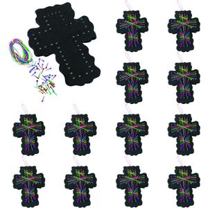 Fun Express String Art Craft Kit Faith for Girls Ages 8-12 - Makes 12 Cross Projects | Religious DIY Arts Crafts for Kids Perfect Birthday Gifts for 10 11 12 Year Old Girls | Tween Creative Activities
