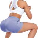 SEEMLY High Waisted Yoga Shorts for Women Tummy Control Fitness Athletic Workout Running Shorts with Deep Pockets (Purple, M)