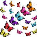 Feather Butterfly Set of 12 Clip on Artificial Butterflies for Crafts Christmas Butterfly Ornament Butterflys Flower Bouquet Christmas Tree Decorations for Floral Wedding Decor (Multi Color)