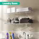 HAUSHOF Closet Shelves Wall Mounted 4-Pack, 4ft x 16in White Metal Wire Shelving for Laundry Room, Closet, Basement Organization and Storage