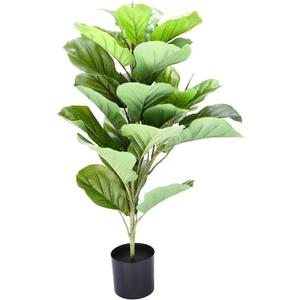 Flybold Artificial Fiddle Leaf Fig Tree - Realistic Faux Leaves in Black Basket - Lifelike Decorative Element for Homes, Offices, Hotels, Restaurants - Indoor Plant Dcor with Pot - 6.2" x 31.4"