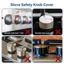 Stove Knob Safety Covers, 5Pcs Fits 90% Oven/Stove 5 Heat Alert Stickers Oven Knob Covers for Child Safety, 2nd Gen Kitchen Burner Childproofing, Gas Stove Knob Locks for Kid Baby Pet (Clear)