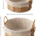 GIB Small Wicker Storage Baskets for Organizing, Round Woven Baskets with Handles & Liners, Decorative Boho Paper Rope Cute Baskets for Gifts, Decor, Pantry Table, Serving Trays, Set of 2