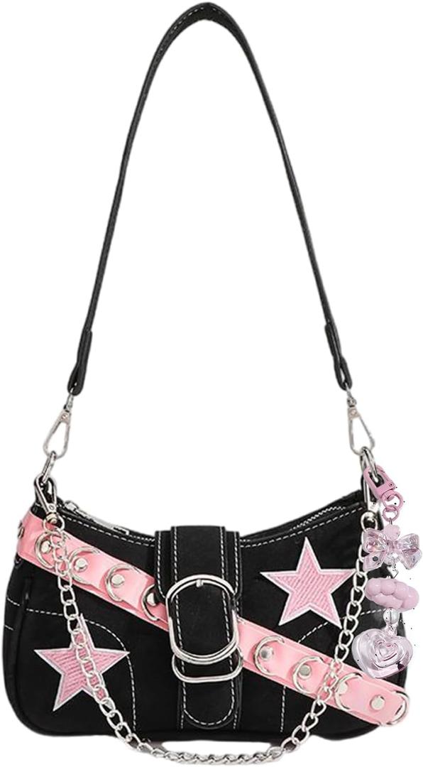 Y2k Purses for Women,Cute Purse of Y2k Accessories,Emo Purse Goth Punk Style Bag, Pink