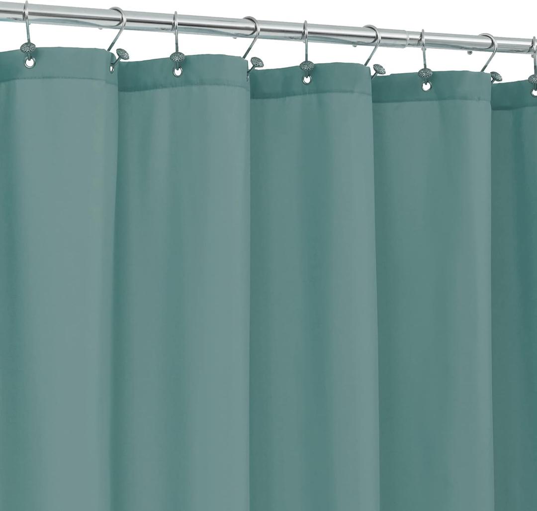 ALYVIA SPRING Teal Fabric Shower Curtain Liner Waterproof - Soft & Light-Weight Cloth Shower Liner with 3 Magnets, Hotel Quality & Machine Washable - Standard Size 72x72, Sea Teal