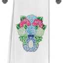 Chinoiserie Hydrangea Bathroom Hand Towels, Grandmillennial Floral Dish Tea Towels for Kitchen Decor, Vintage Hydrangea Flower Hand Towel for Bathroom Decor, 16x24 Inch