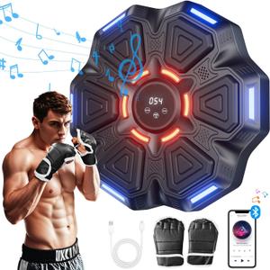 2025 New Music Boxing MachineSmart Bluetooth Boxing MachineMusic Punch Machine for Kids and AdultsBoxing Music TrainerEquipment for Home, Office, Gym (Black)