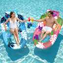 2 Pack Pool Floats Adult Heavy Duty, Inflatable Pool Lounger Float with Detachable Cup Holders & Backrest, Extra Large Pool Rafts Water Floaties for Adults Swimming Pools Beach Lake Party