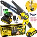 Mini Chain saw Cordless 8 inch Auto Oiler, Automatic Chain Tension, 21V MAX* Rechargeable Cordless Chainsaw with 2x2.0Ah Battery and Charger, Mini Chainsaw 8 inch Cordless Hand-Held Electric Chain Saw