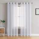 HLC.ME 2 Piece Semi Sheer Voile Window Treatment Curtain Grommet Panels for Bedroom (54" W x 108" L, White)
