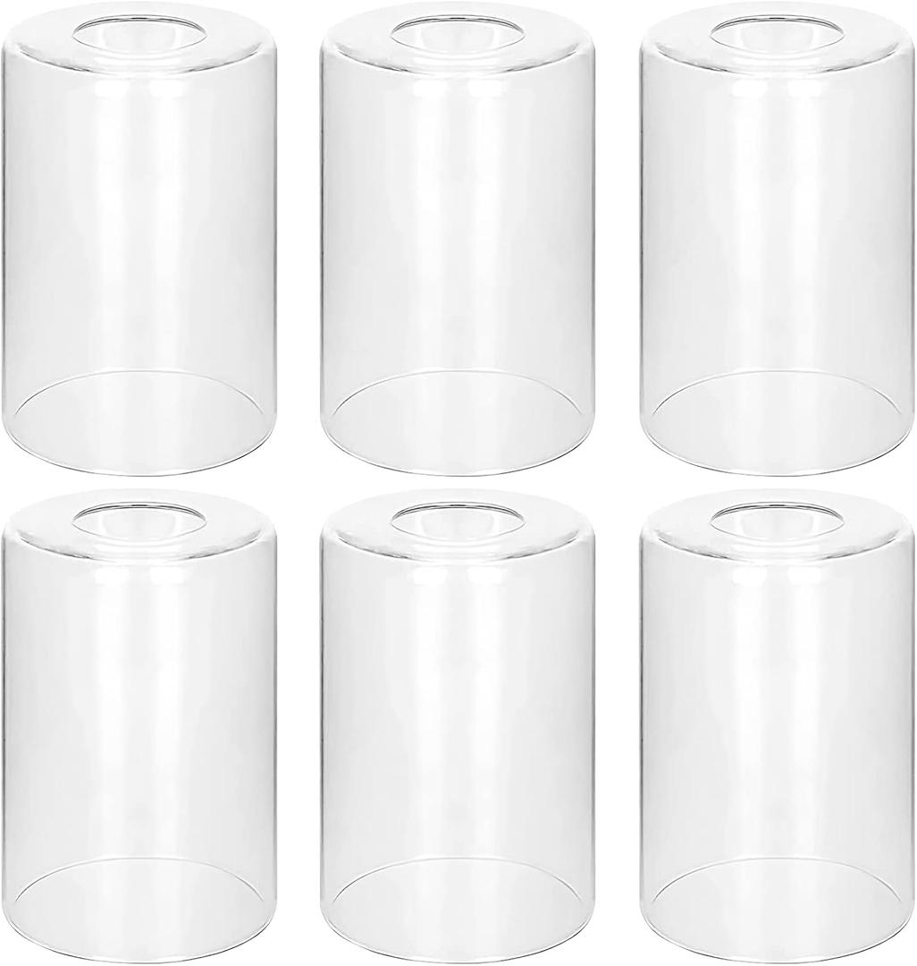 6 Pack Clear Glass Shades Replacement,5.51in Height,3.94in Diameter,1.65in Fitter,High Transmittance Cylinder Glass Lampshade Replacement for Pendant Light Floor lamps Chandelier Wall Sconces