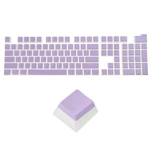 MECCANIXITY 108 Keys Pudding Keycaps Set OEM Profile 60 Percent PBT for 61/87/104 Mechanical Keyboard Layout, Purple & Translucent Double Shot