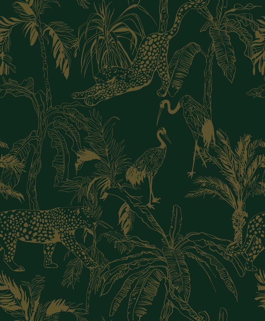 Heroad Dark Green Peel and Stick Wallpaper Boho Contact Paper Jungle Wall Paper Removable Self Adhesive Cheetah Wallpaper for Bedroom Living Room Cabinet Waterproof Bathroom Vinyl Roll 17.3"x78.7"