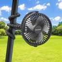 10000mAh Rechargeable Golf Cart Fan, 50H Run, Compatible with EZGO Club Car Yamaha, 7 inch Clip On Fan with Sturdy Tripod, 360 Pivot, 3 Speed & Timer, Cooling for Golf Cart