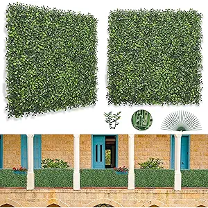 Bybeton 12 Pack 20"x20" Artificial Grass Wall Panels, 4-Layer UV Protected Boxwood Panels, Faux Greenery Wall Backdrop for Outdoor Indoor Privacy Fence Screen, Garden, Balcony & Backyard Decor