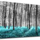NINEASO Abstract Forest Canvas Wall Art - Black and White Trees Picture Teal Grassland Wall Decor Abstract Nature Landscape Canvas Painting Prints Artwork for Living Room Bedroom Decoration 20" x 40"