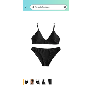 ZAFUL Women's Solid Spaghetti Strap Bralette Bikini Set Two Piece Swimsuit Large