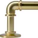 Industrial Curtain Rods for Windows 18 to 120 Inch, 1 Inch Blackout Wrap Around Drapery Rods, Adjustable Farmhouse Curtain Pole, Wall or Ceiling Mounted, for Living Room Patio, Warm Gold