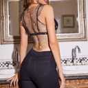 Women's Sexy Sheer Mesh Rhinestone Sleeveless Beach Cover Up Crop Top Shirts (S)