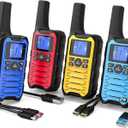 Wishouse K15 Walkie Talkies Long Range for Adults, Rechargeable Two-Way Radios 4 Pack, 2W FRS, 22 Channels, USB-C, Flashlight, NOAA/SOS, Quick Pair, for Camping & Hunting, Emergency Use (Blue Red Yellow Cyan)