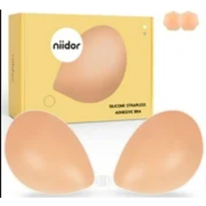 Niidor Adhesive Strapless Bra for Women Sticky Invisible Push up Silicone Bra for Backless Dress 2025 Upgraded Clasp Bras Bra Size B