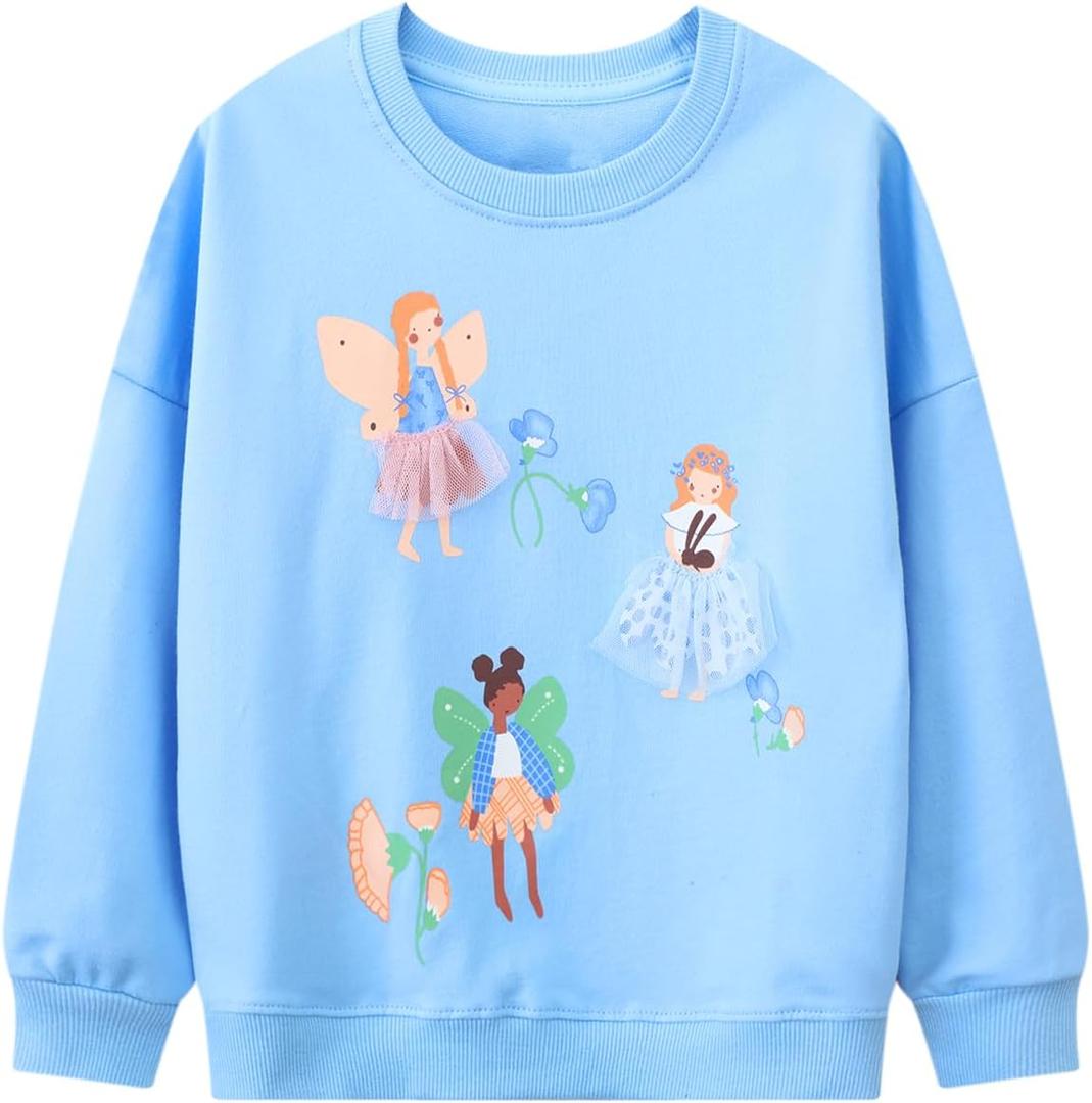 Toddler Girl Cotton Long Sleeve Sweatshirt Christmas Clothing 2-9Y (Blue) Toddler Girl Cotton Long Sleeve Sweatshirt Christmas Clothing 2-9Y (Blue)