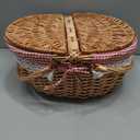 Wicker Picnic Basket with Removable Liner Empty Picnic Baskets with Lid for 2, Picnic Hamper with Foldable Handles for Picnic 2,Checkered