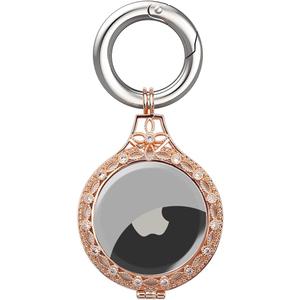 Elegant Metal Keychain Holder Case Compatible with AirTag for Women Girl (Rose Gold)