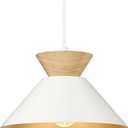 ELYONA Modern Pendant Light Fixtures 10" Solid Wood Hanging Lamp Nordic White Metal & Gold Inner Finish Boho Pendant Light for Farmhouse Kitchen Island Dining Room Bedroom Living Room Hallway