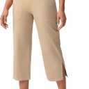 Capri Pants for Women Wide Leg Yoga Capris with Pockets Stretch High Waist Crop Pants Loose Travel (XL)