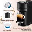 Nessus Reusable Pod Kit for Nespresso Pods Vertuo, Reuse Old Coffee Pods for Nespresso Vertuo: 100 Pcs Aluminum Foil Seal Lid, Holder, Brush, Refillable Vertuo Plus Next Capsule Machine(No Pods Come)