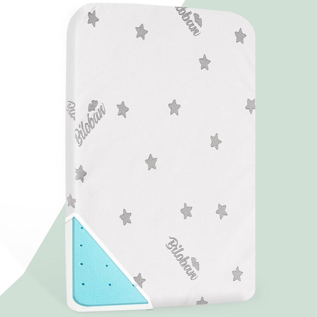 Crib Mattress Topper Pad Waterproof, Memory Foam 2-Inch Toddler Bed Mattress Fit Baby Toddler Mattresses with Removable Crib Mattresses Topper Cover Protector Machine Wash & Non-Slip | 52x 27