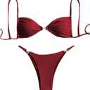 RoseSeek Women's 2 Piece Swimsuit Starfish Decor Padded Boho Bathing Suit Spaghetti Strap Bikini Set (Red, L)