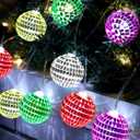 BBTO 10/20 LED Disco Ball String Light Battery Powered Mirror Balls Ornaments for Summer Party Backyard Porch Patio Decor Birthday Wedding 70s 80s Disco Party Supplies(1.57 Inch,Mixed Colors)