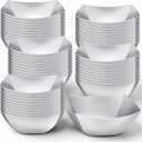Tanlade 50 Pcs Square Plastic Serving Bowls Disposable Snack Salad Bowl Small Party Candy Bar Containers Taco Bar Serving Dishes for Buffet Chips Fruit (8 oz,Silver)