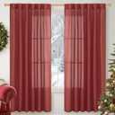 YoungsTex Burgundy Red Linen Curtains for Living Room 72 Inches Long - Light Filtering Drapes with Back Tab Rod Pocket Privacy Semi Sheer for Bedroom Windows, 2 Panels 52 X 72 Inch