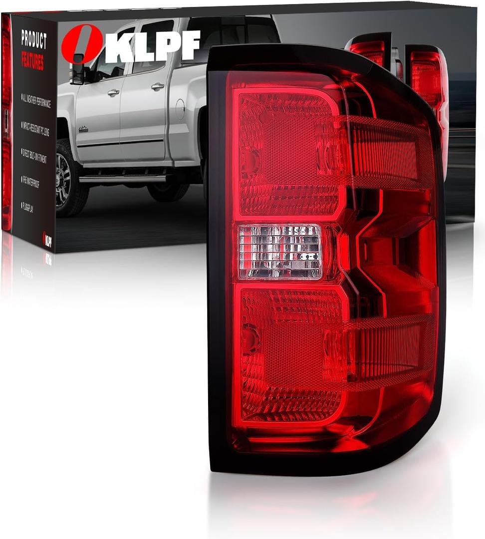 OKLPF Rear Brake Tail Lights Compatible With 2014 2015 Chevy Silverado 1500 2500HD 3500HD,GMC Sierra 3500 HD,Replacement Red Taillights Assembly,Included Bulbs and Harness,Right Passenger Side